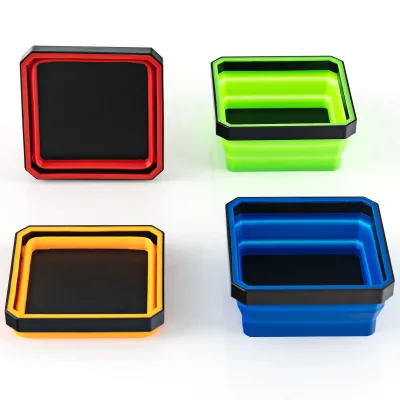 Foldable Magnetic Parts Tray Collapsible Tool Storage Holder 4.5in for Small Parts Screw Bolts Washers Storage Box