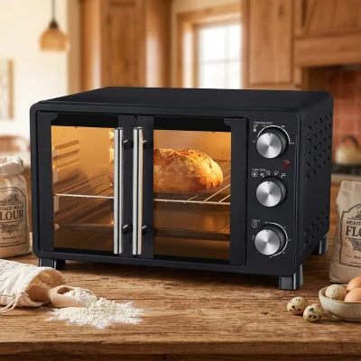 High End Custom logo Luxury French Door Knob Operation Electric Oven 1500W Stainless Steel Baking Oven