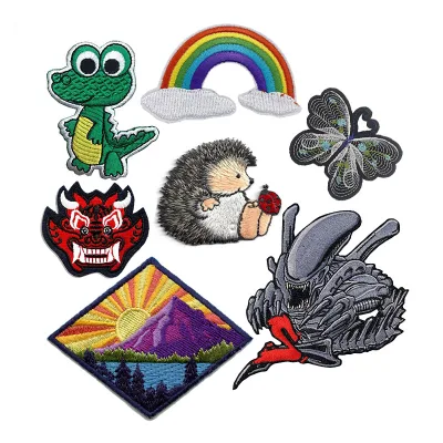 Custom Chenille Handmade Anime Embroidered Patches Iron-On Flower/Heart Shape Silicone PVC Canvas Fabric Custom Colors Sizes for
