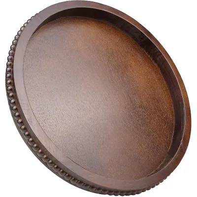 Modern Round Wood Toys Organizer Dark Brown 30.48cm X 30.48cm X 5.38cm