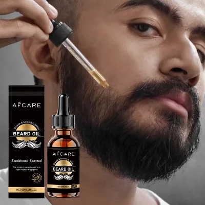 Oem Private Label Sandalwood Beard Oil 30ml Nourishing Moisturizing Soothing Beard Oil for Mens Grooming and Care