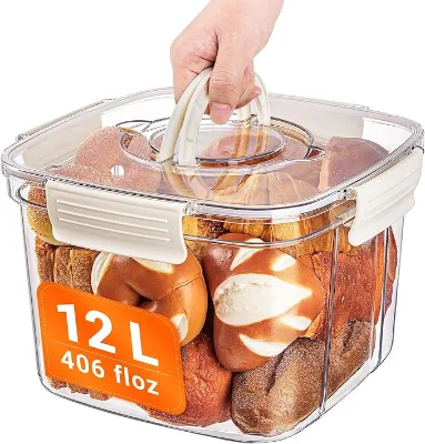 Plastic Bread Box for Kitchen Countertop 12L/floz Airtight Food Storage Containers with Lids Bread Flour Container for Homemade