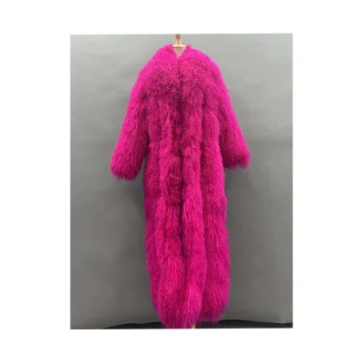 Big Size Hot Sell Fashion Winter Fur Overcoat Fur Collar Long Mongolian Fur Coat