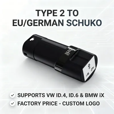 Portable V2L Adapter Type 2 to EU Socket for Audi Q4 e-tron Mercedes EQA EQB MG Kia Hyundai Vehicle Load Discharger for Road