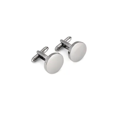 Polished Round Gold Copper Cufflinks for French Suit Shirt Cuff Stud Buttons DIY Jewelry Accessories