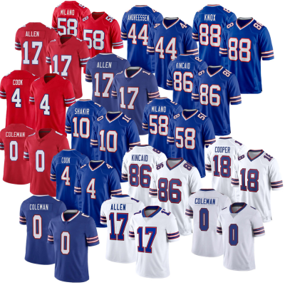 American Football Jerseys 17Josh Allen 0 Keon Coleman 4 James Cook 18 Cooper 88 Knox VP Limited Stitched Jersey Shirts