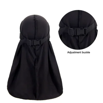 Custom Strapless Black Spandex Durag with Adjustment Buckle for Men Headwear