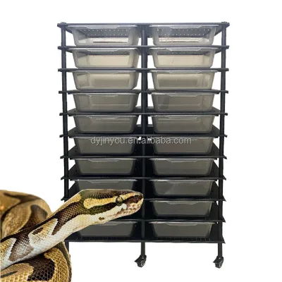 Hot-selling Stacked Composite Reptile Metal Display Room Ball Boa Rack System Incubator with Tub Base and Wheel Bracket System