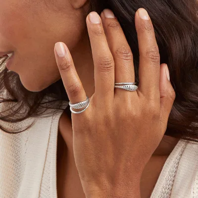 EManco 18K Gold Plated Stainless Steel Breads Ring Trendy Classic Fashionable Bread Texture Inlay Tarnish Free Women Parties
