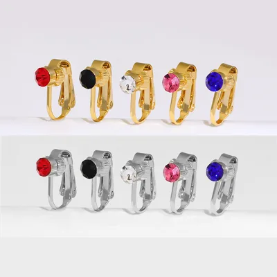 DIY None Piercing Rhinestone Clip-on Earring Fashion Gold French U-shaped Zircon Ear Clips Jewelry Belly Ring Accessories