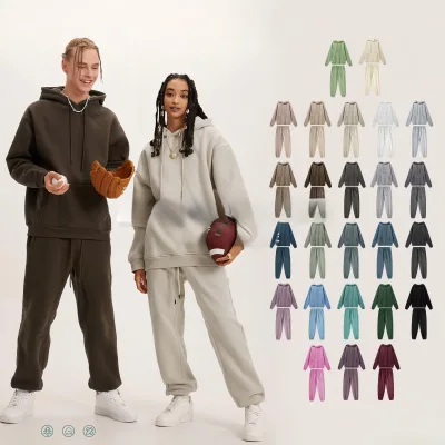 Custom Hoodie Sweatpants Set Football Tracksuit Jogger Heavyweight Fleece Men's Autumn Winter 345GSM Pre-Shrunk Wholesale