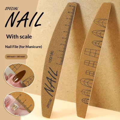 Washable Wear-resistant Double-Sided Nail File With Scale Arc Shaped Double Sided 100/180 Grit Nail Shaping