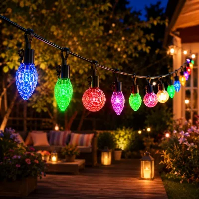 Heavy Duty Outdoor String Lights IP65 RGBIC LED Bistro Bulbs with Remote App Control for Cafe Patio Landscape Lighting