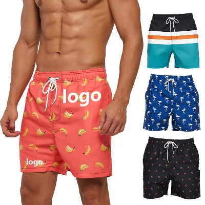 High Quality Wholesale Summer Swimwear Men's Plus Size Printed Casual Beach Shorts Swim Trunks with Custom Logo