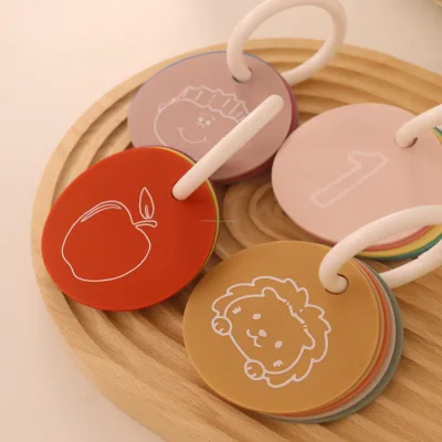 High Quality Baby Early Education Toy Learning Flash Card 100% BPA Free Silicone Flash Cards With Round Shape