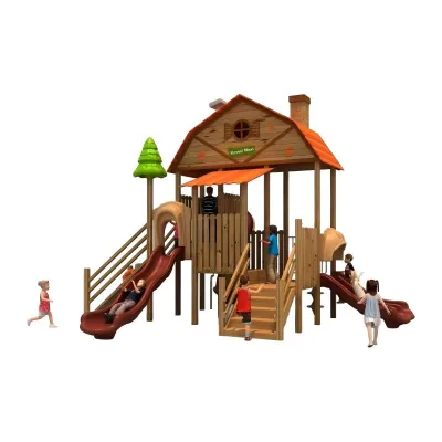 Kindergarten Park Commercial Forest Outdoor Wooden Plastic Playground Set Slide Swing Climbing Frame for School & Shopping Mall