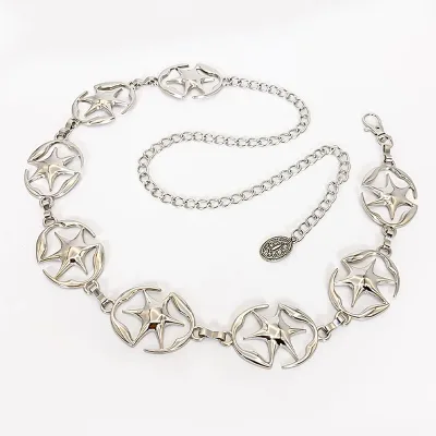 Cross-border Niche Design Zinc Alloy Pin Buckle Copper Women's Retro Silver Waist Chain Belt Clothing Accessories Wholesale