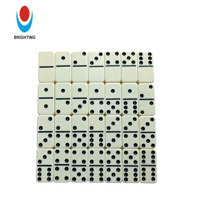 Wholesale Custom Logo Wooden Tin Box Packaging White Plastic Stones and Metal Dominoes Set Enjoyable Game of Dominoes and Sets