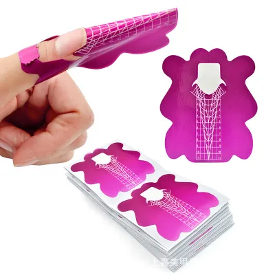High Quality Custom Logo Wholesale 500pcs/Roll Pink Dual Nail Form Wholesale French Nail Tip Extension Plastic Paper Nail Form