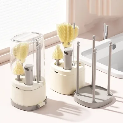 Doublecare Bottle Brush Set with Storage Case & Drying Rack, Cactus-Shaped Brush Head, TPE Bristles, BPA-Free Portable