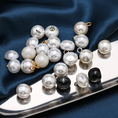 Custom Black White Pearl Shank Buttons for Clothing Resin Copper-Footed Mushroom Head China