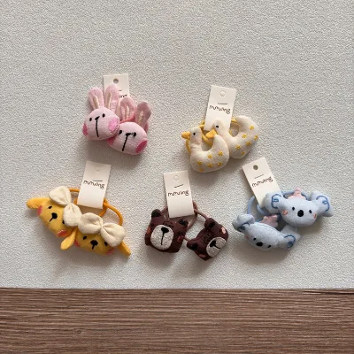 Korean-style Sweet Fabric Hair Ties Girls Party Matching Set Cute Dog & Pink Rabbit Hair Bands Eco-Friendly Baby Accessories
