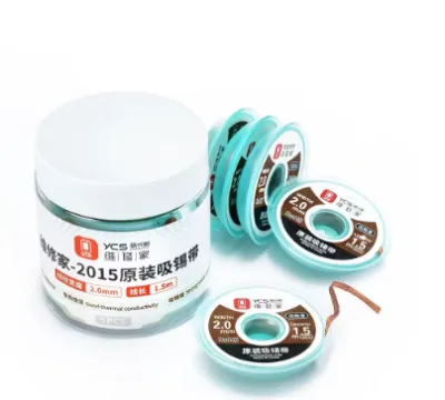 YCS 2mm 2015 Desoldering Braid Solder Remover Wick BGA Soldering Wire Tin Lead Cord Flux Absorption Line Braid Tape 1.5M Tools