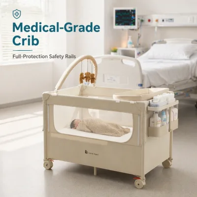 Hospital Baby Bed Side Crib with Adjustable Multifunctional Baby Cribs for Medical Nursery and Newborn Care Professional Use