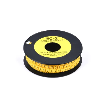 PVC Yellow Color Flat Tubing Number 0-9 Cable Marker