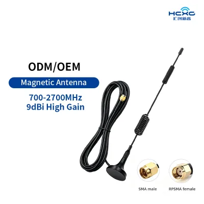 9dBi High Gain 4G LTE Magnetic Sucker Antenna 700-2700MHz SMA Male Omni External 3m RG174 Cable Industrial IoT Gateway Router