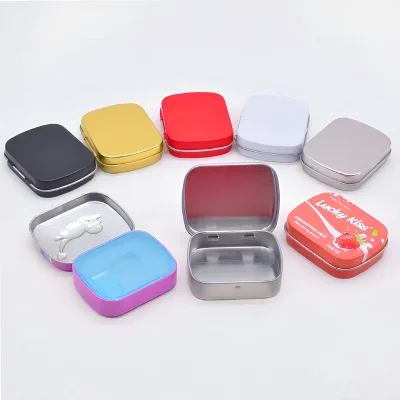 Multi-Color Mini Square Flip-Top Tinplate Box Portable Small Tin Box Metal Storage Containers