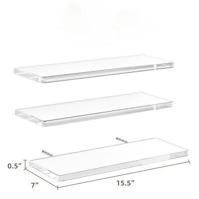 Floating Clear Acrylic Wall Shelves, Transparent Invisible Mount Display Storage Shelf