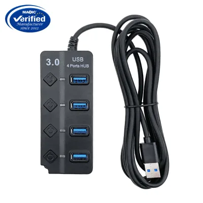USB3.0 4-Port Hub with Switch & Rhombus Button 4-in-1 Docking Station Laptop Accessories Stock Available