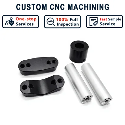Custom Stainless Steel & Aluminum CNC Machined Tension Bracket Silver Bearing Sleeve Metal Parts Anodized Black Components
