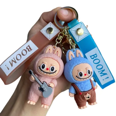 Cute Labubu Doll Backpack Car Keychain Ring Gift Cartoon Labubu Sheep Keychain Pendant Wholesale