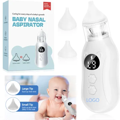 Portable Snot Toddler Rechargeable Baby Nasal Aspirator Electric 9 Suction Modes 2 Plastic Tips BPA Free