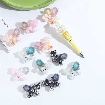 Heavy-duty Bead Flowers Large butterfly Bowknot Loose Beads Bead String Round Bead Pen Bead Pen Accessories