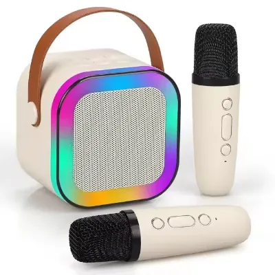 Portable Mini Led Rgb Flashing Speaker Surround Sound Colorful Connectivity Subwoofer Microphone For Parties Battery Type