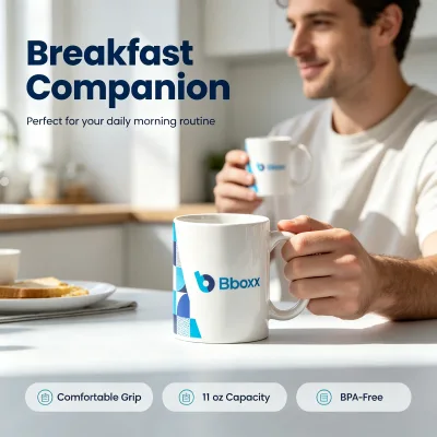 Eco-Friendly 11oz White Blank Ceramic Mugs Promotional Custom Silk Screen Printed Modern with Logo Quick Shipment