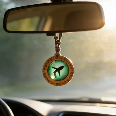 Natural Wood with Custom Printing Stick Design Wave-themed Car Pendant Aromatherapy Tourist Gift