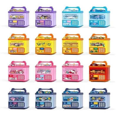 Large Capacity Automatic Access Piggy Bank Girls Cartoon Design Plastic Password Box Net Children's Gift for Savings