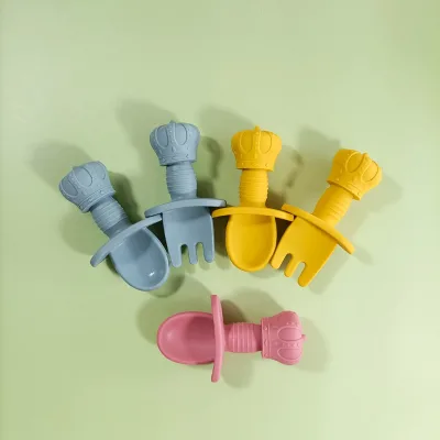 100% Food Grade Silicone Baby Spoon and Fork First Stage Toddler Utensils for Baby Silicone Kid's Cutlery