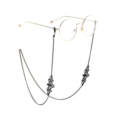 Trendy Metal Animal Pattern Eyeglass Cord Hollowed-Out Black Bat Pendant Decorative Glasses Chain Cross-Border Stylish Eyewear