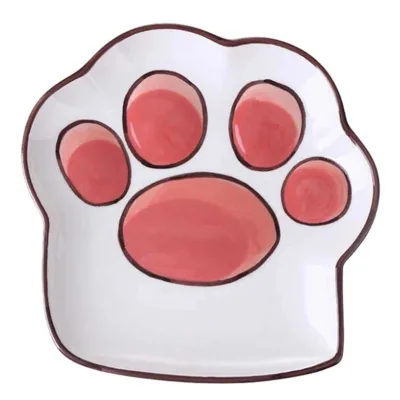 Pc Home Ceramic Food Serving Plate Cartoon Cat Claw Pattern Dessert Plate