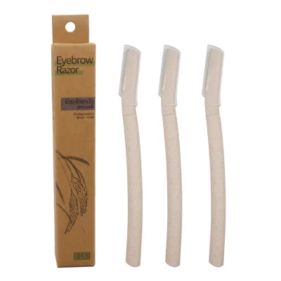 Hot Selling Eco-Friendly Handmade Super Stainless Steel Eyebrow Trimmer Wheat Straw Plastic Razor