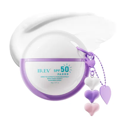 IREV OEM ODM Peppermint + Tea Tree Dual-Effect Herbal Sunscreen Lotion SPF50 Broad-Spectrum Protection Cool-Oil Sunscreen Lotion