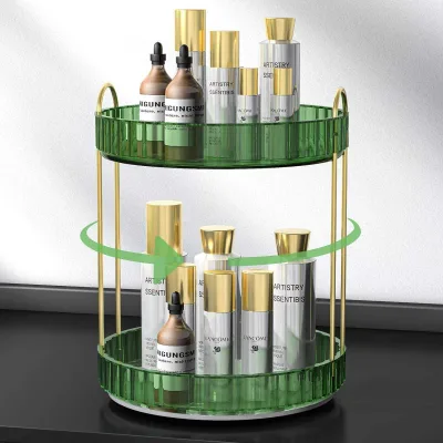 360 Rotating Makeup Storage Box Large Capacity Bathroom Countertop Makeup Storage Box for Skin Care Perfume Cosmetics