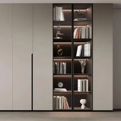 Create a Comfortable and Quiet Reading Space, Featuring Minimalist-style Bookshelves and Cabinets Designed for the Whole House.