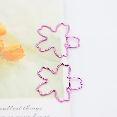 Pink Purple Cherry Blossom Paper Clips Metal Cute Flower Paper Clips