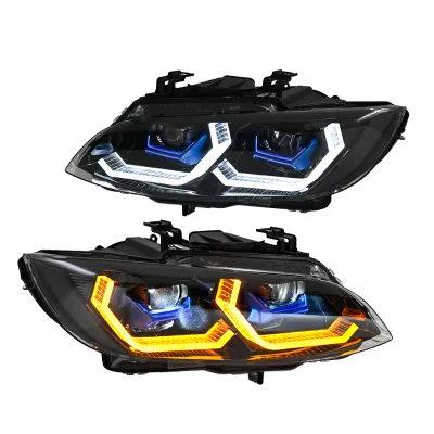 Suitable for BMW 2007-2010 3 Series E92 E93 M3 modified LED headlights assembly dual color version headlights